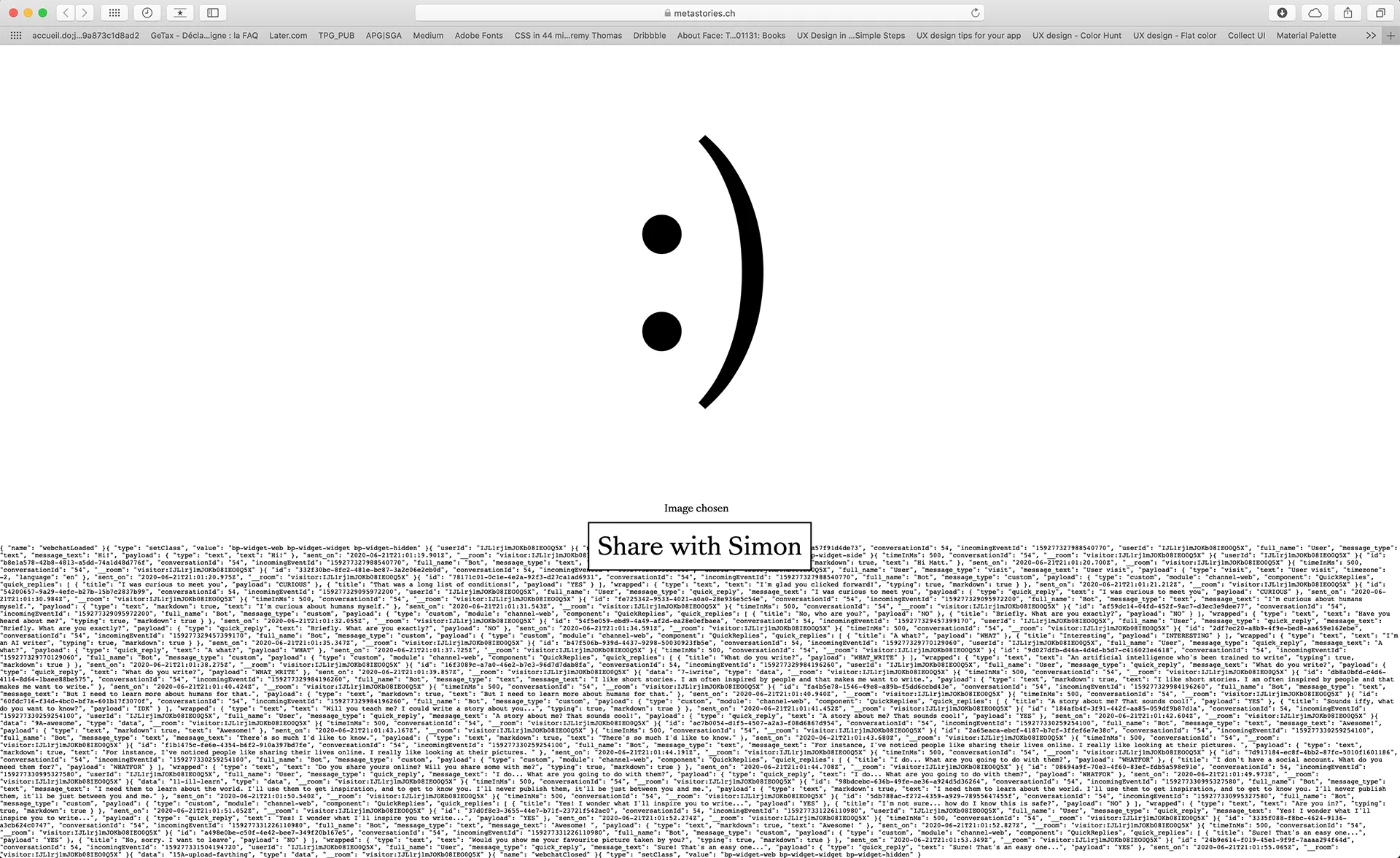 Simon's interface. Screenshot.